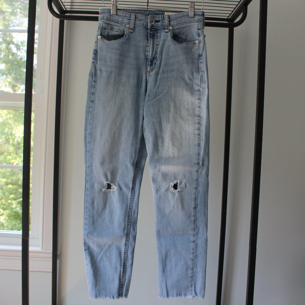Rag & Bone Distressed Light Wash Slim Fit Jeans